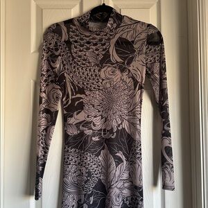 Floral Koi Fish Mesh Long Sleeve Dress